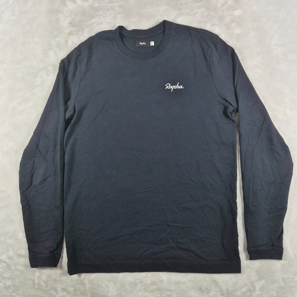 Rapha Logo Long Sleeve T Shirt Men's Medium Black Cycling Comfort Crewneck